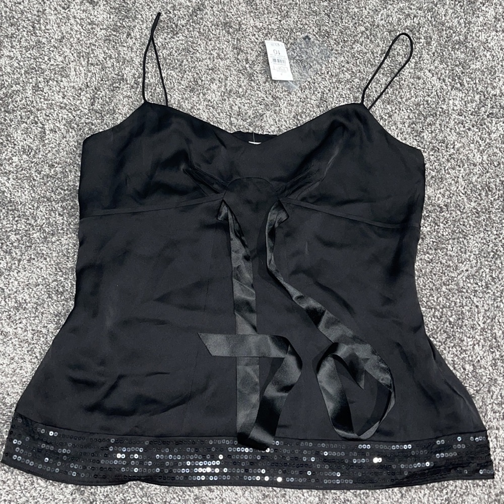 Ann Taylor Loft black lined sequined spaghetti strap blouse🖤